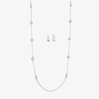 Liz Claiborne Station Necklace And Drop Earring Womens 2-pc. Jewelry Set In Silver