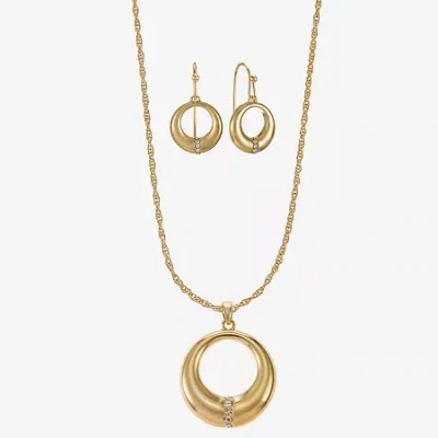 Liz Claiborne Open Circle Pendant Necklace & Drop Earring Womens Glass 2-pc. Jewelry Set In Gold