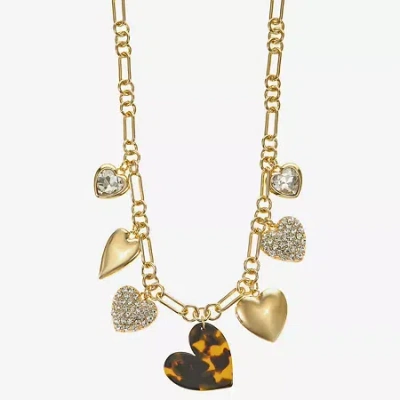 Liz Claiborne Gold Tone Charm Womens 17 Inch Collar Necklace In Gold