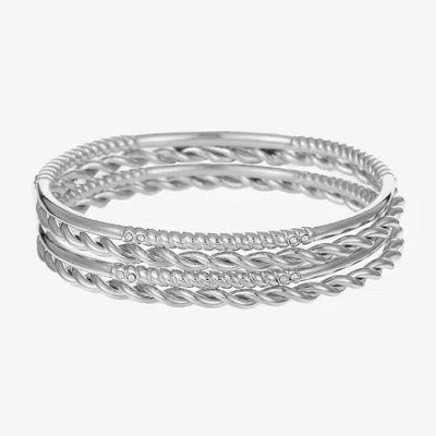 Liz Claiborne Womens 4-pc. Glass Bracelet Set In Silver