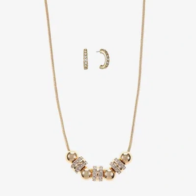 Liz Claiborne Collar Necklace And Hoop Earring Womens Glass 2-pc. Jewelry Set In Yellow