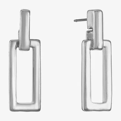Liz Claiborne Womens Square Hypoallergenic Drop Earrings In Silver