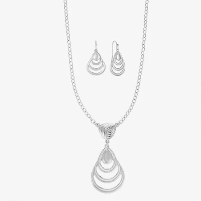 Liz Claiborne Pendant Necklace And Drop Earring Womens 2-pc. Jewelry Set In Metallic
