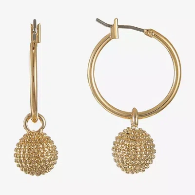 Liz Claiborne Gold Tone Womens Ball Hypoallergenic Hoop Earrings In Gold