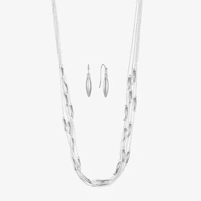 Liz Claiborne Multi-strand Necklace And Drop Earring Womens 2-pc. Jewelry Set In Metallic
