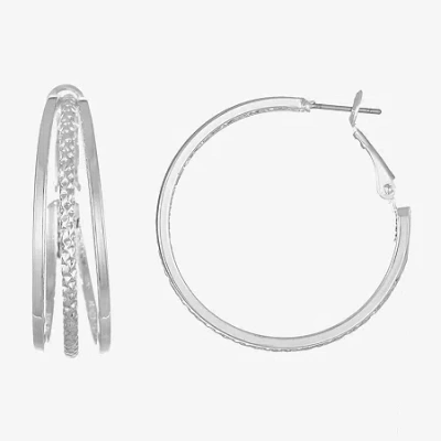 Liz Claiborne Medium Womens 38.2mm Hypoallergenic Hoop Earrings In Metallic