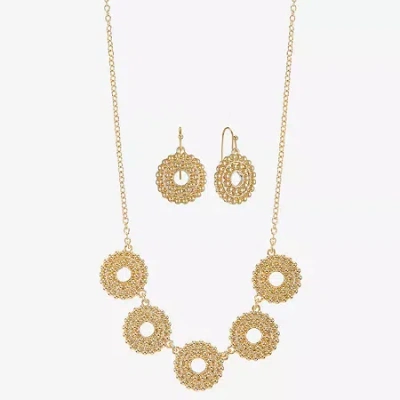Liz Claiborne Collar Necklace And Drop Earring Womens Round 2-pc. Jewelry Set In Gold