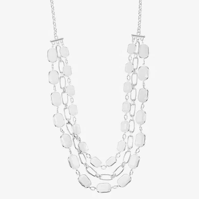 Liz Claiborne Layered Womens 18 Inch Statement Necklace In Silver