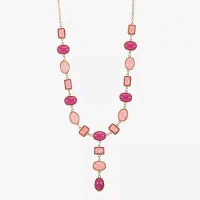 Liz Claiborne Womens Blue 18 Inch Y Necklace In Pink