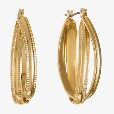 Liz Claiborne Textured Twisted Womens 38.1mm Hypoallergenic Hoop Earrings In Gold