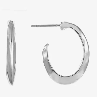 Liz Claiborne Silver Tone Small Open Womens 15mm Hypoallergenic Hoop Earrings In Silver