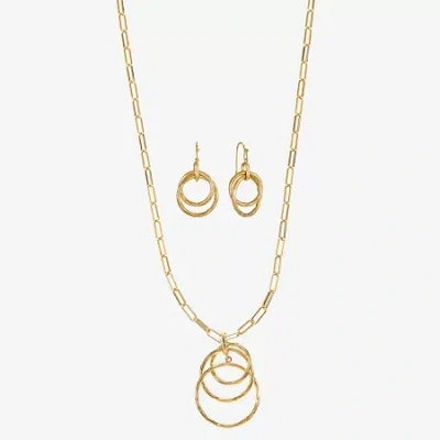 Liz Claiborne Pendant Necklace And Drop Earring Womens Round 2-pc. Jewelry Set In Gold