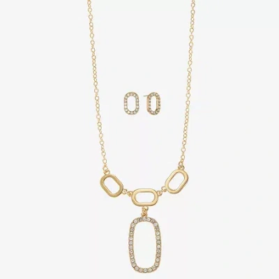 Liz Claiborne Y Necklace And Stud Earring Womens Glass Hypoallergenic 2-pc. Jewelry Set In Gold