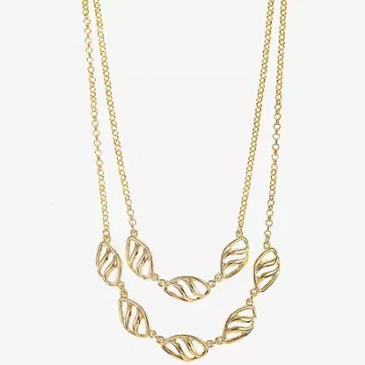 Liz Claiborne Open Work Layered Womens 17 Inch Strand Necklace In Gold