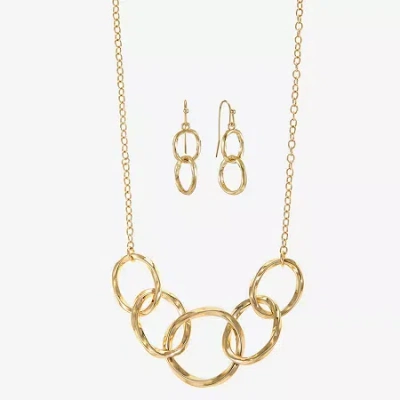 Liz Claiborne Collar Necklace And Drop Earring Womens Round 2-pc. Jewelry Set In Gold