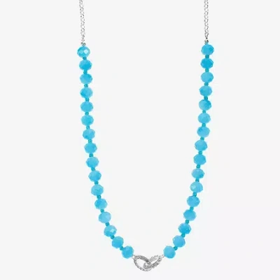 Liz Claiborne Womens 17 Inch Collar Necklace In Blue