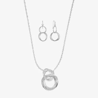 Liz Claiborne Textured Pendant Necklace And Drop Earring Womens 2-pc. Jewelry Set In Silver