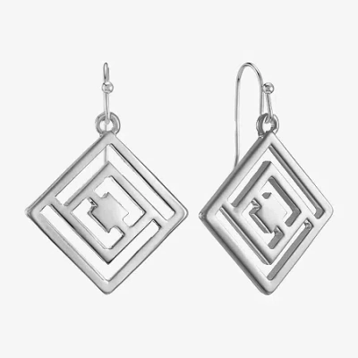 Liz Claiborne Womens Square Drop Earrings In Silver