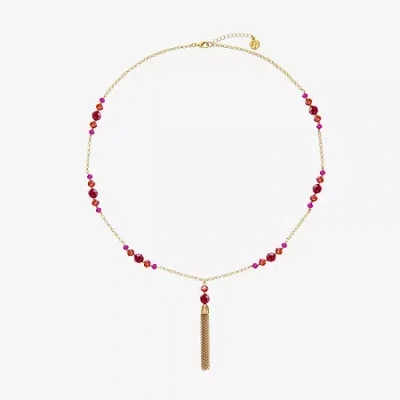 Liz Claiborne Tassel Womens Round 30 Inch Pendant Necklace In Red