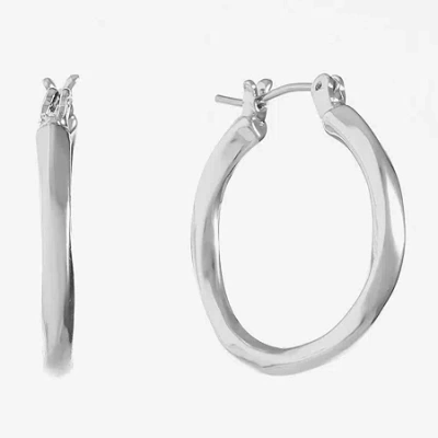 Liz Claiborne Silver Tone Twist Womens 24mm Hypoallergenic Hoop Earrings In Silver