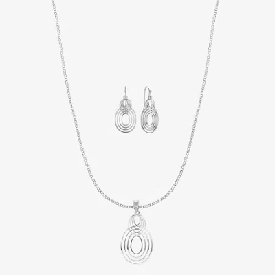 Liz Claiborne Open Work Pendant Necklace And Drop Earring Womens 2-pc. Jewelry Set In Silver