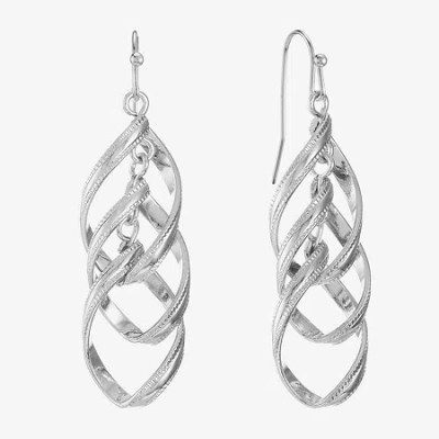 Liz Claiborne Twsited Orbital Womens Hypoallergenic Drop Earrings In Gray