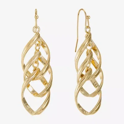 Liz Claiborne Twsited Orbital Womens Hypoallergenic Drop Earrings In Gold