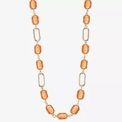 Liz Claiborne Womens 17 Inch Collar Necklace In Orange