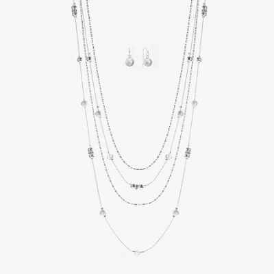 Liz Claiborne Multi-strand Necklace And Drop Earring Womens 2-pc. Jewelry Set In Gray