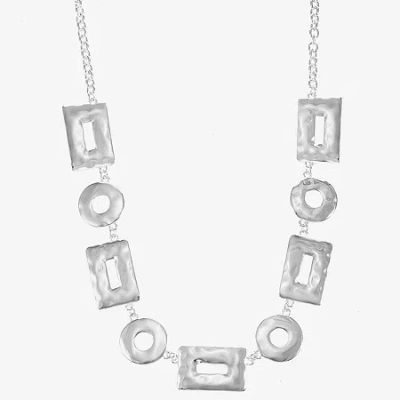 Liz Claiborne Hammered Womens 17 Inch Collar Necklace In Gray