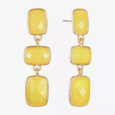 Liz Claiborne Womens Rectangular Hypoallergenic Linear Drop Earrings In Yellow