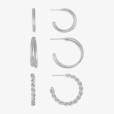 Liz Claiborne Twisted Womens Hypoallergenic 3 Pair Earring Set In Metallic
