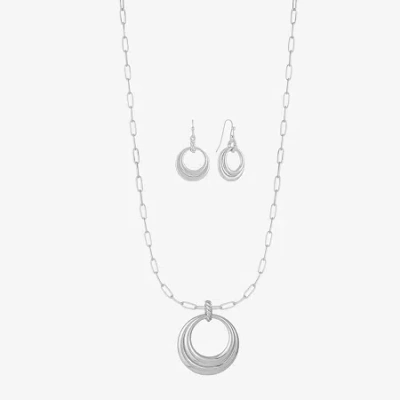 Liz Claiborne Orbital Pendant Necklace & Drop Earring Womens 2-pc. Jewelry Set In Metallic