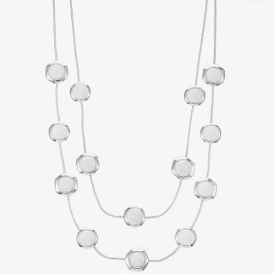 Liz Claiborne Hexagon Womens 17 Inch Collar Necklace In Metallic