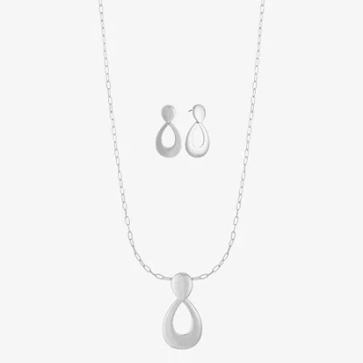 Liz Claiborne Pendant Necklace & Drop Earring Womens Hypoallergenic 2-pc. Jewelry Set In Silver