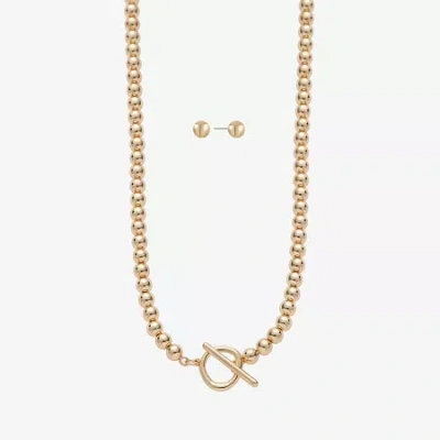Liz Claiborne Beaded Toggle Necklace & Stud Earring Womens 2-pc. Jewelry Set In Yellow