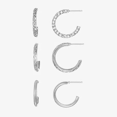 Liz Claiborne Womens Hypoallergenic 3 Pair Earring Set In Silver