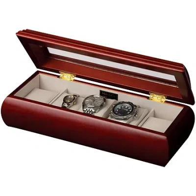 Mele & Co Emery Glass Top Cherry-finish Watch Box In Multi