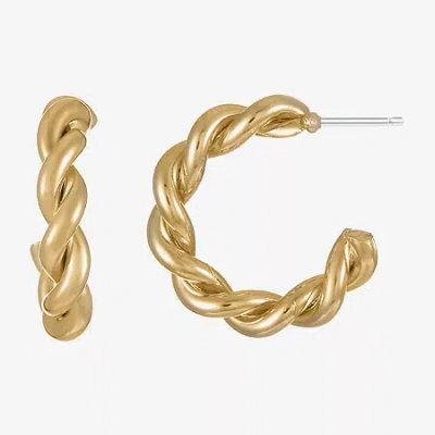 Liz Claiborne Rope Twist Womens 16mm Hypoallergenic Hoop Earrings In Yellow