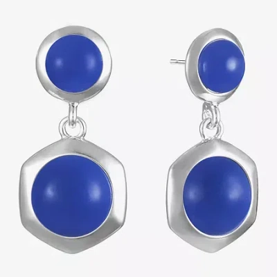 Liz Claiborne Hexagon Womens Hypoallergenic Drop Earrings In Blue