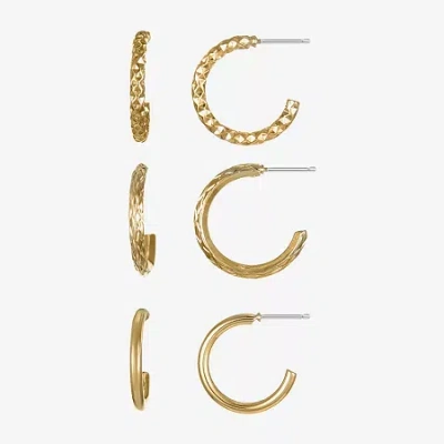 Liz Claiborne Womens Hypoallergenic 3 Pair Earring Set In Gold