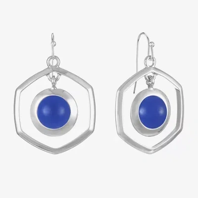 Liz Claiborne Hexagon Womens Drop Earrings In Blue