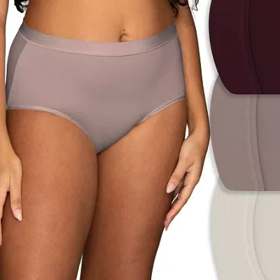 Vanity Fair Ultimate Stretch Beyond Comfort Womens Average + Full Figure 3 Pair Brief Panty 13431 In Purple
