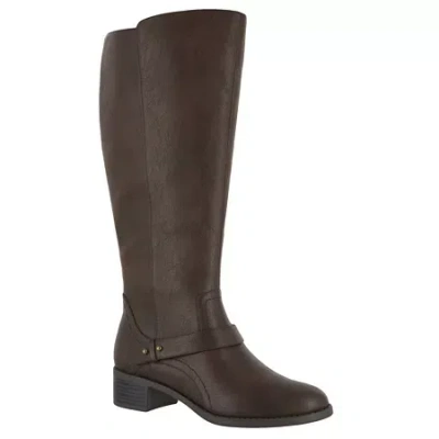 Easy Street Womens Jewel Stacked Heel Riding Boots In Brown
