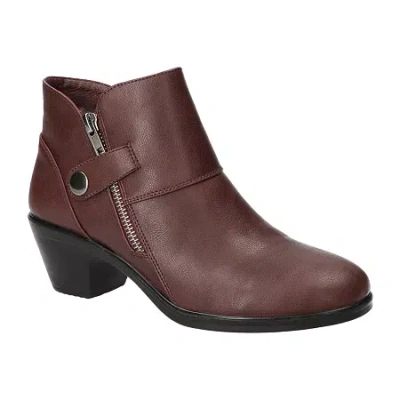 Easy Street Womens Fritzi Block Heel Booties In Burgundy