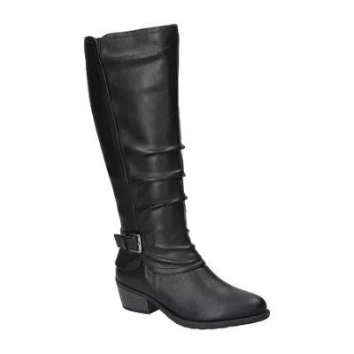 Easy Street Womens Tenille Plus Wide Calf Stacked Heel Riding Boots In Black