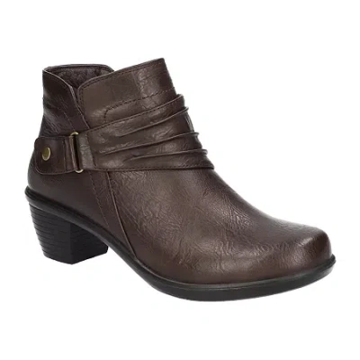 Easy Street Womens Damita Block Heel Booties In Brown