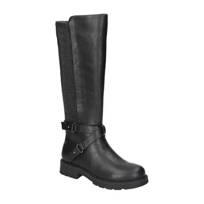 Easy Works By Easy Street Womens Austyn Plus Extra Wide Calf Stacked Heel Riding Boots In Black