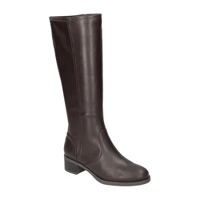 Easy Street Womens Tucker Plus Extra Wide Calf Stacked Heel Riding Boots In Brown