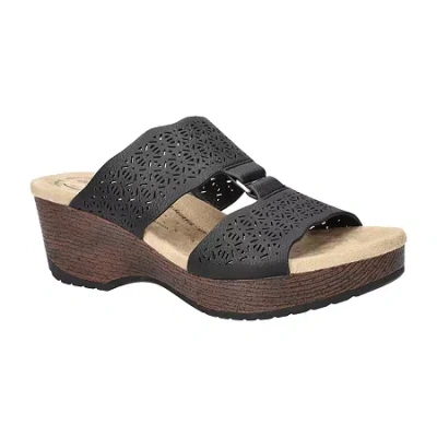 Easy Works By Easy Street Womens Rin Wedge Sandals In Black
